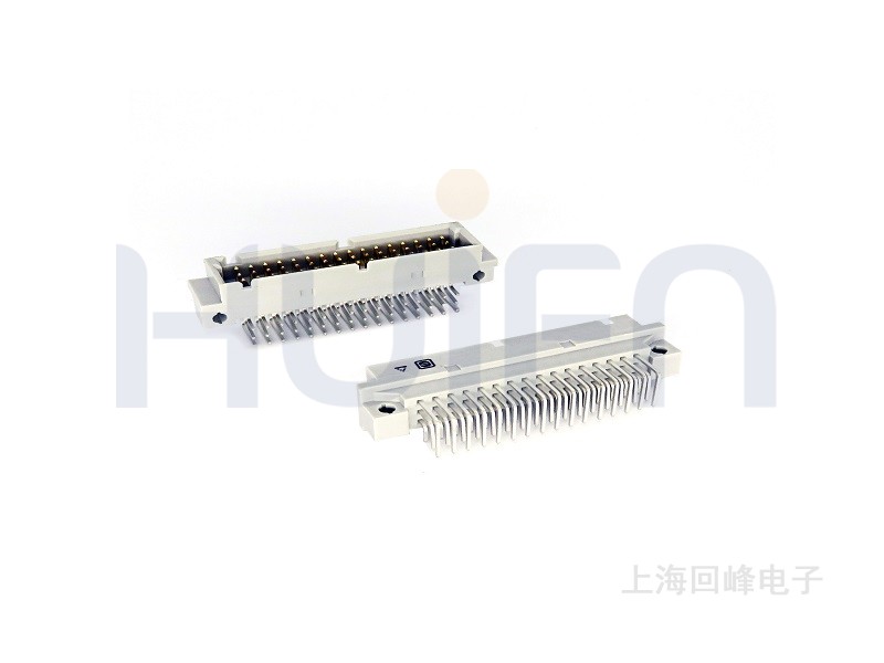 2.54mm 欧式 C型弯公 焊板 3×16PIN 下板2.75 铆接孔2.5 触点镀层Au 0.38μm Sn PBT 灰色 UL94V-0