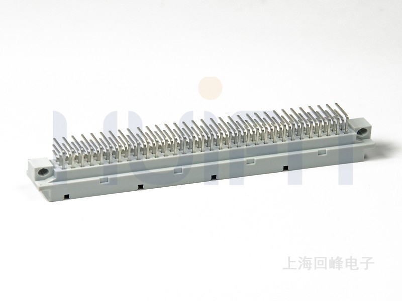 2.54mm 欧式 C型弯公 焊板 3×32PIN 规格下板尺寸2.75 ，铆接孔2.5 触点镀层PdNi 0.38μm +Au 2μ""Min， Gold flash Sn PBT 灰色 UL94V-0"