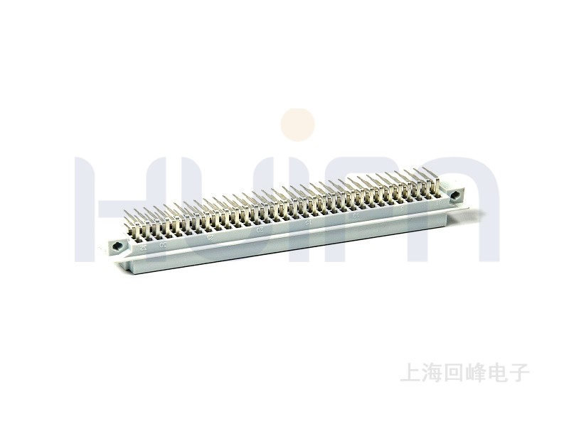 2.54mm 欧式 R型弯母 焊板 3×32PIN 下板3.00，4.50,4.90 触点镀层PdNi 0.38μm +Gold Flash Sn ，Gold Flash Sn，Au 0.25μm, Au 0.38μm Sn PBT 灰色PBT 灰白 UL94V-0