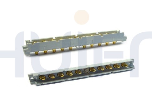 2.54mm 欧式 M型直公 焊板 3×02PIN信号+10电源PIN孔 带电源PIN 无信号针 触点镀层Au 0.38μm Sn PBT 灰色 UL94V-0