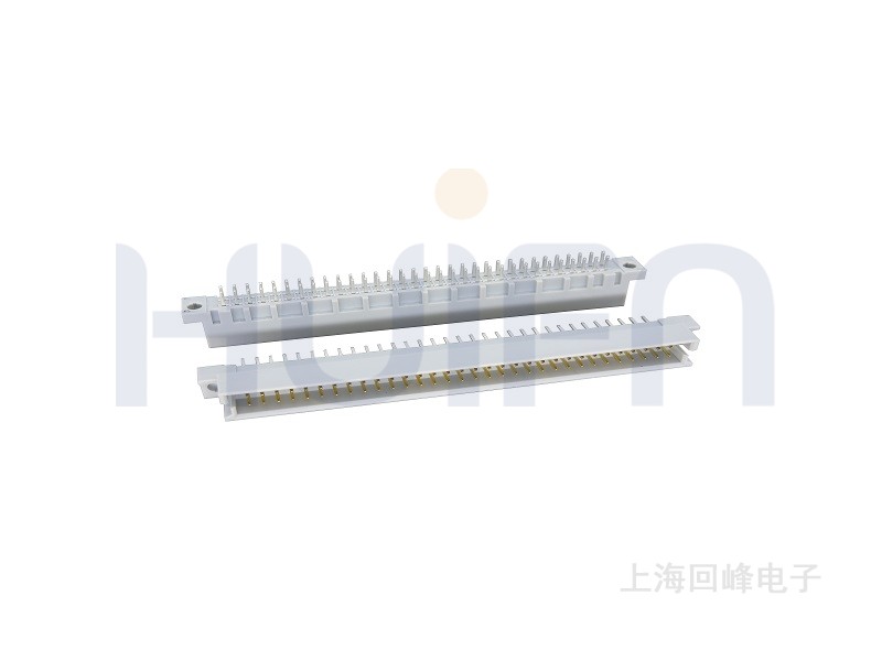 2.54mm 欧式 Q型直公 焊板 2×32PIN 下板尺寸3.75 触点镀层Au 0.38μm Sn PBT 灰色 UL94V-0