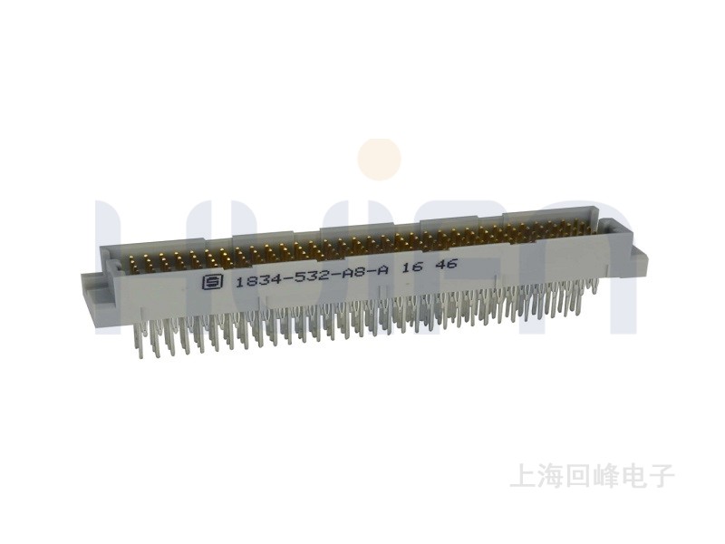 2.54mm 欧式 TE型直公 压板 5×32PIN 下板尺寸13.25(A、B、C排)/5.00(D、E排)混装 触点镀层Au 0.76μm Sn PBT 灰色 UL94V-0